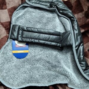 Top Paw Black and Gray Reflective Puffer Coat